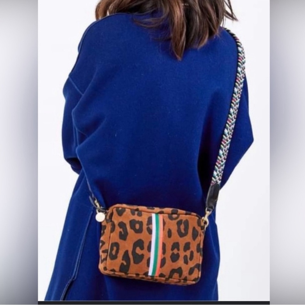 Clare V. MIDI SAC in Cheetah/Leopard and stripes